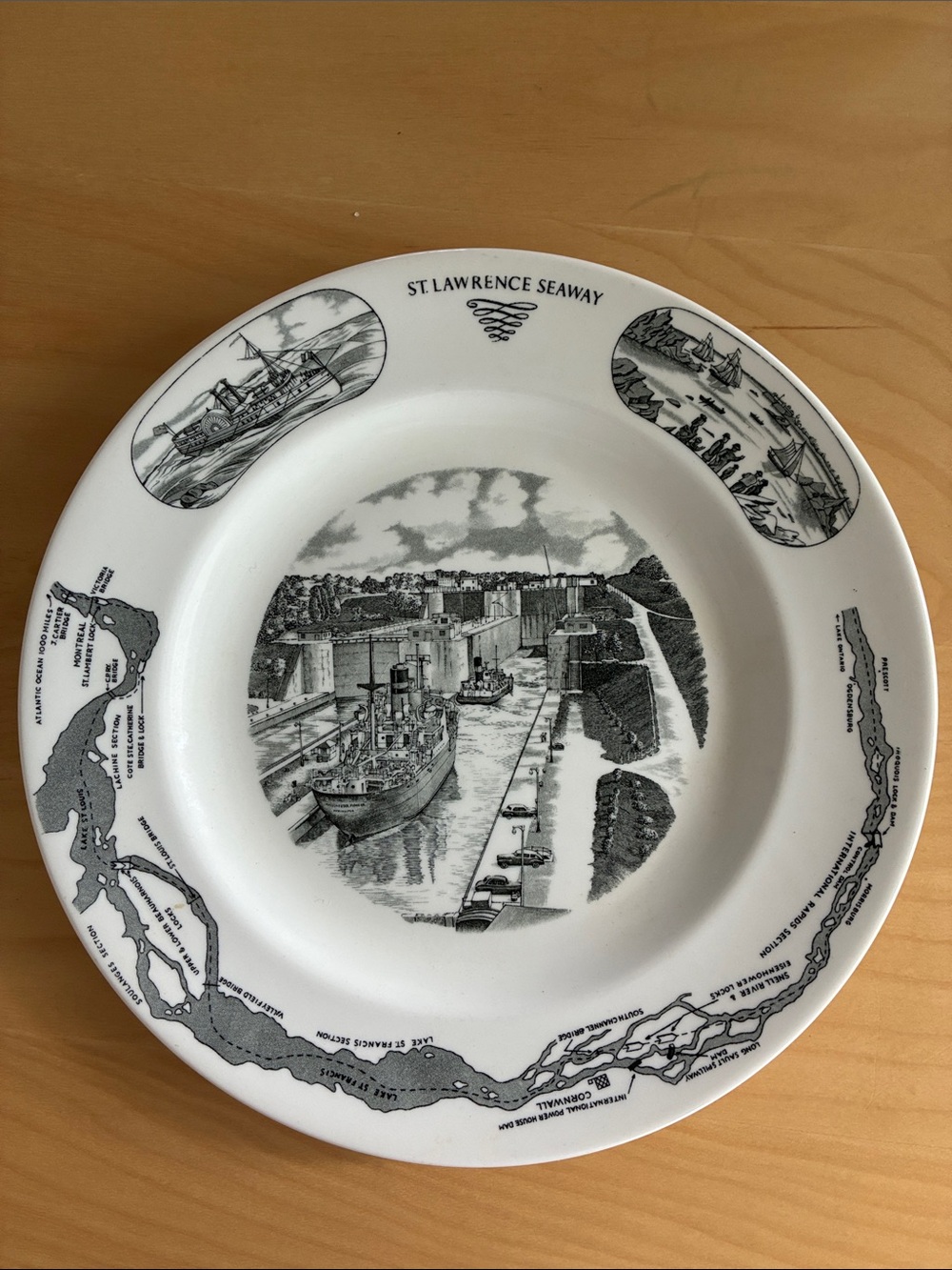 Wedgwood White and Black St. Lawrence Seaway Decorative Plate